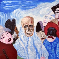 Masken und lachender Totenschädel, Kop.James Ensor